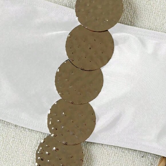 White Casual womens one piece swimsuit with details vacation beach - Picture 4 of 5